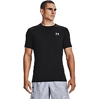 Under Armour Mens Armour Heatgear Fitted Shortsleeve Tshirt Black 001White Large