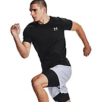 Under Armour Mens Armour Heatgear Fitted Shortsleeve Tshirt Black 001White Large