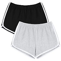 Uratot Womens Cotton Shorts Gym Shorts Yoga Shorts Summer Running Active Shorts Dance Elastic Shorts Pack Of 2