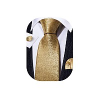 Barrywang Designer Ties For Men Set Formal Golden Solid Color Necktie Cuff Links Woven Wedding Ceremony