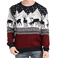 V28 Mens Christmas Reindeer Snowman Penguin Santa And Snowflake Sweater Small Deermountainsred