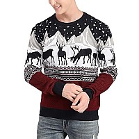 V28 Mens Christmas Reindeer Snowman Penguin Santa And Snowflake Sweater Small Deermountainsred