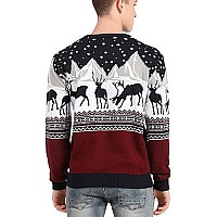 V28 Mens Christmas Reindeer Snowman Penguin Santa And Snowflake Sweater Small Deermountainsred