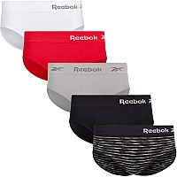 Reebok Womens Underwear 5 Pack Seamless Hipster Briefs Sxl Size Large Blackredgreywhitespacedye Black