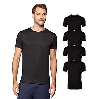 32 Degrees Mens 4 Pack Cool Quick Dry Active Basic Crew Tshirt Black Large