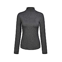 Kindcall Womens Long Sleeve Grey Turtleneck Lightweight Pullover Slim Shirt Top Xsmall