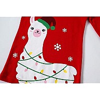 Christmas Llama Ugly Big Boys Girls Long Sleeve Holiday Pajamas Cotton Red Sleepwears Size 14