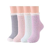 Century Star Womens Fuzzy Fluffy Cozy Warm Super Soft Slipper Socks Microfiber 38 Pairs Home Socks For Christmas 4 Pairs Vintag