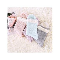 Century Star Womens Fuzzy Fluffy Cozy Warm Super Soft Slipper Socks Microfiber 38 Pairs Home Socks For Christmas 4 Pairs Vintag