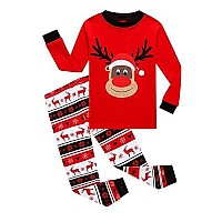 Kikizye Little Girls Boys Long Sleeve Christmas Red Pajamas Sets 100 Cotton Holiday Pyjamas Kids Pjs Size 7 Reindeer