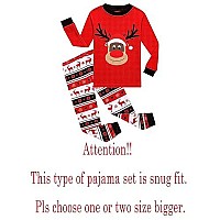 Kikizye Little Girls Boys Long Sleeve Christmas Red Pajamas Sets 100 Cotton Holiday Pyjamas Kids Pjs Size 7 Reindeer