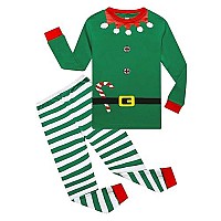 Kikizye Christmas Elf Cosplay Little Girls Boys Pjs 100 Cotton Long Sleeve Kid Pajamas Sets Size 6 Green