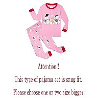 Family Feeling Big Boys Girls Snowman Christmas Cotton Long Sleeve Pajama Set Pink Holiday Pjs 12