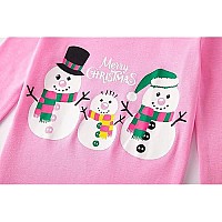 Family Feeling Little Boys Girls Snowman Christmas Cotton Long Sleeve Pajama Set Pink Holiday Pjs 6