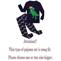 Family Feeling Big Girls Boys Long Sleeve Christmas Pajamas Sets Cotton Holiday Pyjamas Kids Pjs Blue Size 10 Dinosaur