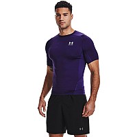 Under Armour Mens Armour Heatgear Compression Shortsleeve Tshirt Purple 500White Medium