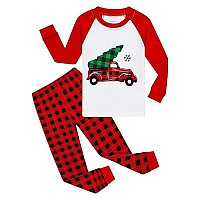 Family Feeling Little Girls Boys Long Sleeve Pickup Truck Christmas Tree Plaid Pajamas Sets 100 Cotton Pyjamas Kids Pjs Size 6