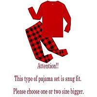 Christmas Buffalo Plaid Girls Pjs Big Boys Long Sleeve Pajamas Cotton Red Sleepwear Holiday Size 10