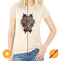 Women Crew Tee Ornate Owl Grey By Delsol For Women 1 Pc Tshirt Large