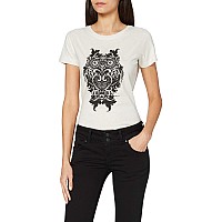 Women Crew Tee Ornate Owl Grey By Delsol For Women 1 Pc Tshirt Large