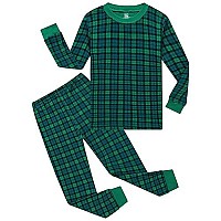 Christmas Plaid Pjs Big Boys Long Sleeve Pajamas Cotton Green Sleepwear Holiday Size 8