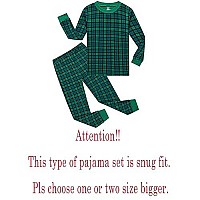 Christmas Plaid Pjs Big Boys Long Sleeve Pajamas Cotton Green Sleepwear Holiday Size 8