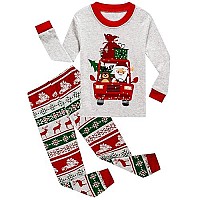 Kikizye Christmas Reindeer Santa Claus Car Gift Little Boys Long Sleeve Pajamas 100 Cotton Holiday Grey Sleepwears Toddler Size