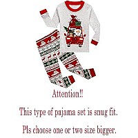 Christmas Reindeer Santa Claus Car Gift Little Boys Long Sleeve Pajamas 100 Cotton Holiday Grey Sleepwears Size 7