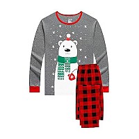 Family Feeling Adult Mens Holiday Christmas Polar Bear Plaid Matching Matching Family Pajamas Sets Long Sleeve Pjs Size Xxl