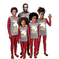 Family Feeling Adult Mens Holiday Christmas Glow In The Dark Moose Reindeer Plaid Matching Matching Family Pajamas Sets Long Sle