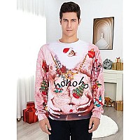 Raisevern Ugly Christmas Sweaters For Men Funny Hairy Chest Belly Print Ho Ho Ho Pullover Sweatshirts Xmas Party Long Sleeve Shi