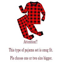 Christmas Plaid Pjs Big Boys Long Sleeve Xmas Pajamas Cotton Red Sleepwear Holiday Size 14