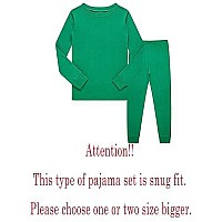 Family Feeling Big Boys Girls Long Sleeve Christmas Pajamas Sets Cotton Holiday Pyjamas Kids Pjs Green Size 8