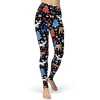 Sissycos Womens Ugly Christmas Printed Leggings Buttery Soft Ankle Length Elastic Tights Plus Size Reindeer