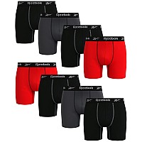 Reebok Mens Underwear Performance Boxer Briefs 8 Pack Size Large Blackredgrey