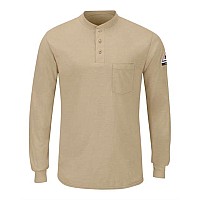 Bulwark Long Sleeve Henley Long Sizes Khaki Xlt