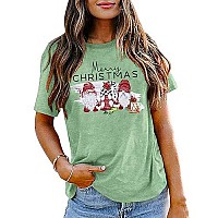 Merry Christmas Gnome Shirts Women Christmas Gnomes T Shirt Buffalo Santa Graphic Casual Holiday Tops