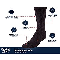 Reebok Mens Cushioned Comfort Athletic Performance High Crew Socks 5 Pack Size 6125 Classic Black