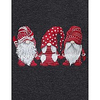 Merry Christmas Gnome Shirts Women Christmas Gnomes T Shirt Funny Buffalo Graphic Casual Holiday Tops Grey