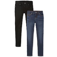 The Childrens Place Girls Super Skinny Jeans Black Washdk Twilight Wash 2 Pack 6