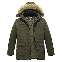 Soularge Mens Big And Tall Winter Warm Insulated Utility Jacket Coat With Hood Army Green 6X