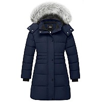 Zshow Girls Snow Coat Water Resistant Winter Coat Windproof Fur Hooded Puffer Jacketnavy 8