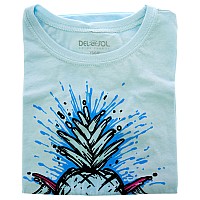 Kids Premium Crew Tee Pineapples Ice Blue By Delsol For Kids 1 Pc Tshirt Ys