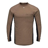 Bulwark Long Sleeve Fr Twotone Base Layer With Concealed Chest Pocket Excel Fr Khaki M