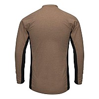 Bulwark Long Sleeve Fr Twotone Base Layer With Concealed Chest Pocket Excel Fr Khaki M