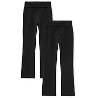 The Childrens Place Girls Active Foldover Waist Pants Black 2 Pack Xlarge