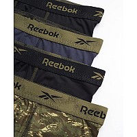 Reebok Mens Active Underwear Sport Soft Performance Boxer Briefs 4 Pack Size Large Blackgreycamoblack