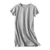 Uobzyaq Stripes Nightgowns For Kids Cotton Softness Daytime Sleepshirts Summer Nightdress Sleepwear For 310 Years Grey Size 13