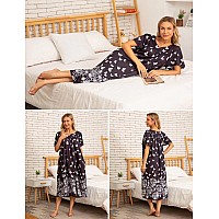 Bloggerlove Womens House With Pockets Mumu Duster Housecoat Short Sleeve Patio Dress Pat1Butterfly On Black Xlarge