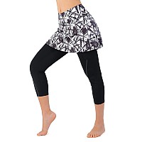 Anivivo Yoga Leggings With Skirts For Women Skirted Leggings For Tennis Women Golf Clothes With Pocketswhite Chaotic M